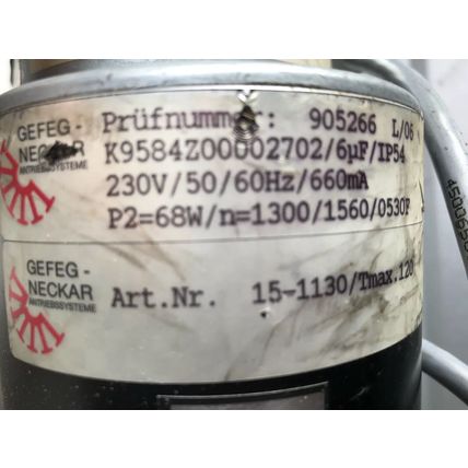 GEFEG-NECKAR 15-1130/TMAX.120,K9584Z00002702/6UF,Z21 CONVEYOR MOTOR,3P,230VAC,AX
