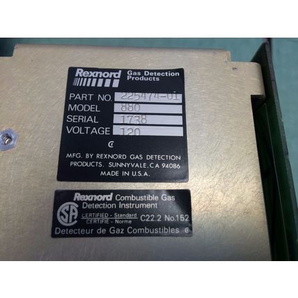 REXNORD 225474-01 GAS DECTECTOR,REXNORD 880, 226178 (PLASTIC DAMAGED),Em