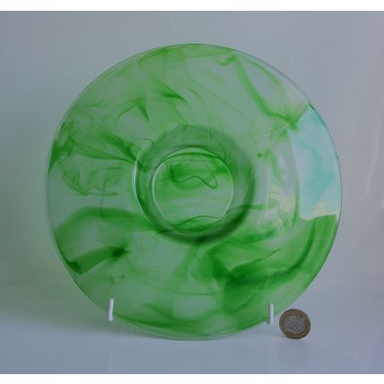 Art Deco Davidson Green Cloud Glass Bowl / Vase. P/N 204D