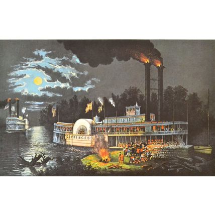 WOODING UP ON THE MISSISSIPPI 1952 Frances Flora Bond Palmer PRINT