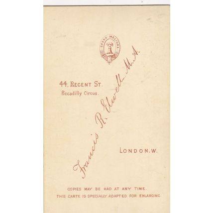 VICT. CDV PHOTO , LADY LEANING ON CHAIR.EARRINGS BY F.R. ELWELL, LONDON