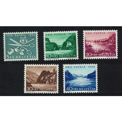 Switzerland Pro Patria. Swiss Women's Fund Rose Scissors Rivers 1956 MNH