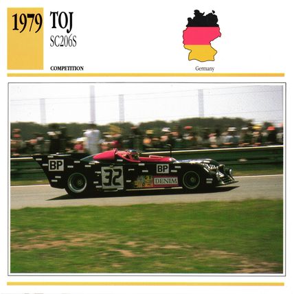 Collectors Club card. Classic Cars. TOJ SC206S racing car