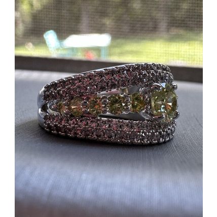 Ring Bomb Party Fashion Jewelry Radiant Green Gems W Accents Rhodium Pl Band Sz6