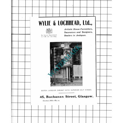 Wylie & Lochhead Ltd Buchanan Street Glasgow - 1910 Small Advert