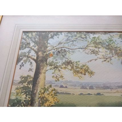 View from Miningsby Lincolnshire Painting Watercolour E C Edgson Framed Picture