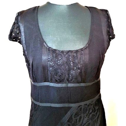 M&S Black Midi Lace Dress Size 12 UK