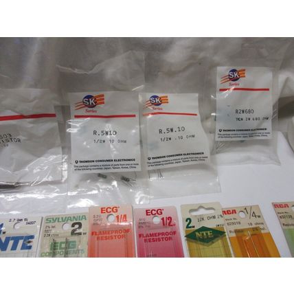 Vintage Lot of 60 Packets Resistors NTE,ECG, RCA,SK Factory Sealed
