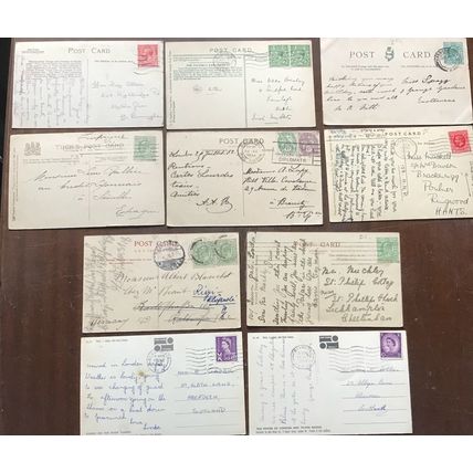 10 postcards lot London buildings streets views posted 1904-1950s