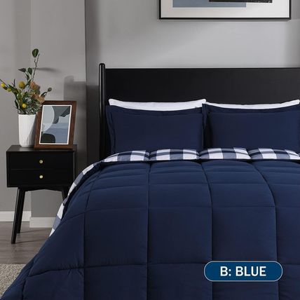 Downluxe Lightweight Plaid Comforter Set (Queen) with 2 Pillow Shams - 3-Piece S