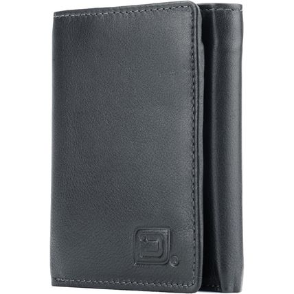 ID Stronghold Men'S Leather Trifold Wallet - RFID Blocking - Black Wallet with G