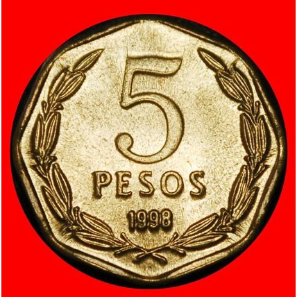 Ⰶ O'HIGGINS (1992-2015): CHILE ★ 5 PESOS 1998 DIES I+B! UNC★LOW START★NO RESERVE