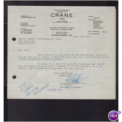 CRANE LTD,COVENTRY RD ,YARDLEY,BIRMINGHAM, 15APR53