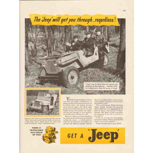 willys-overland motors inc 1947 get you through jeep vintage ad