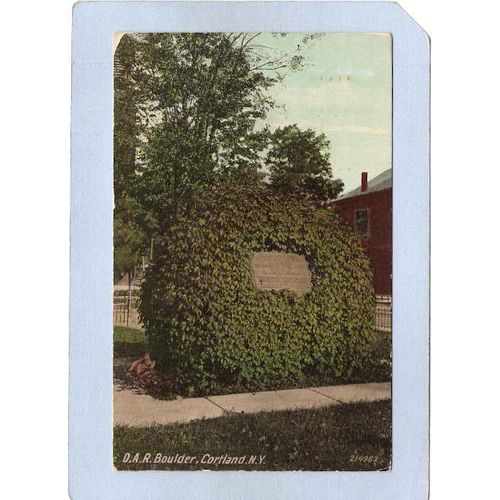 New York Cortland D A R Boulder Ivy Covered Surrounding Plaque ny_box3~1237