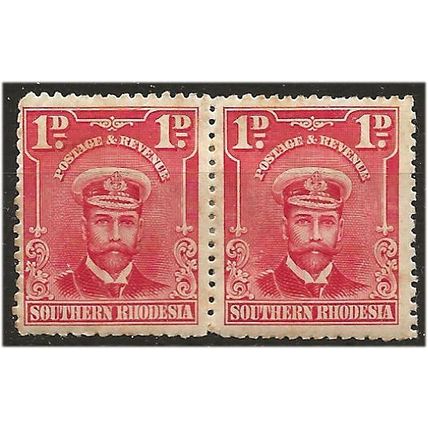Southern Rhodesia 1924 SG2 1d Bright Rose Mounted Mint PAIR . .. .