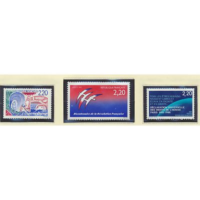 France Stamps Scott #2135//2161, Mint Never Hinged, 10 Different 1988-9 Issues