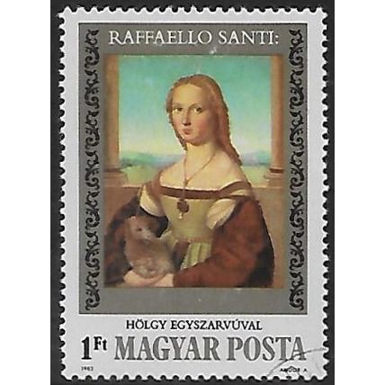 Hungary Mi 3613 A: 1 Ft. mult. Portrait of Young Woman with Unicorn, p. 11¼:12¼