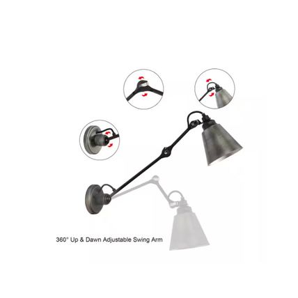 Uolfin Modern Brushed Black Wall Light,1-Light Farmhouse Swing Arm Wall Lamps