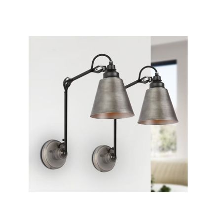 Uolfin Modern Brushed Black Wall Light,1-Light Farmhouse Swing Arm Wall Lamps