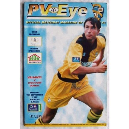 1997 programme Port Vale v. Stockport County, centrefold Stewart Talbot