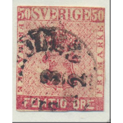 Sweden Stamp Scott #12, Used, Cut Close