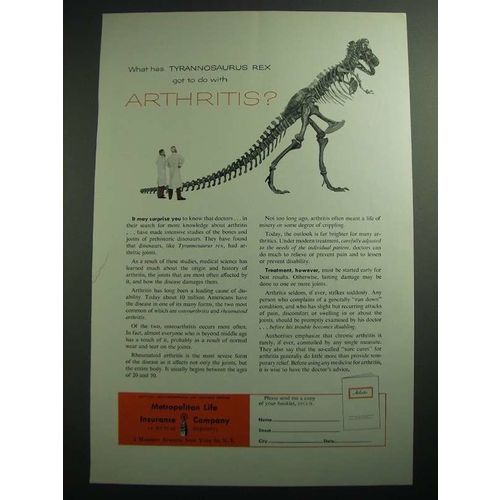 1953 Metropolitan Life Insurance Ad - Tyrannosaurus Rex Arthritis
