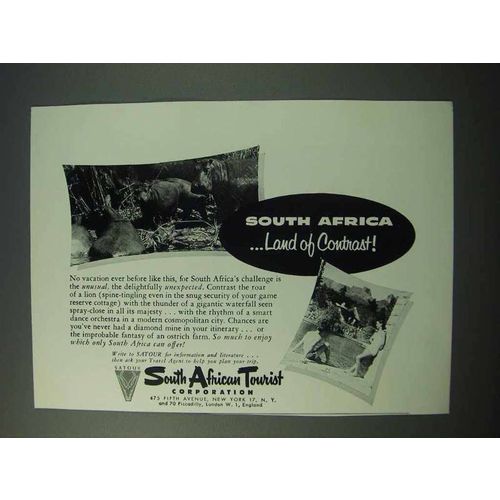 1953 South Africa Tourism Ad - Land of Contrast