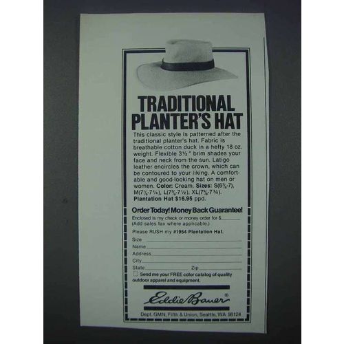 1981 Eddie Bauer Plantation Hat Ad - Traditional