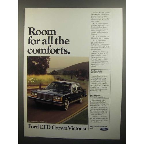 1984 Ford LTD Crown Victoria Ad - Room for Comforts