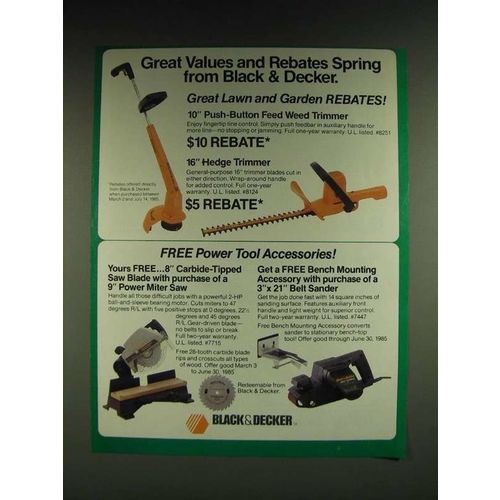 1985 Black & Decker Ad - Hedge Trimmer, Power Miter Saw
