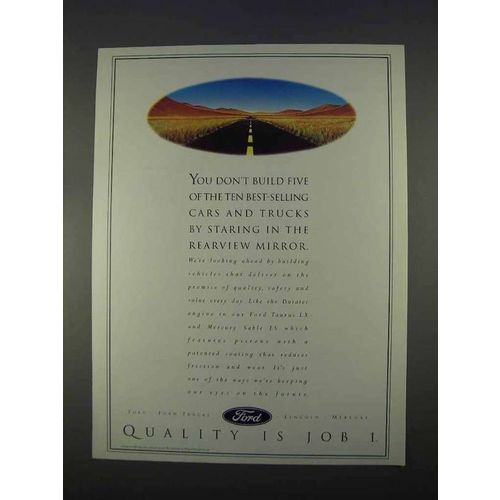 1996 Ford Motors Ad - Staring in Rearview Mirror