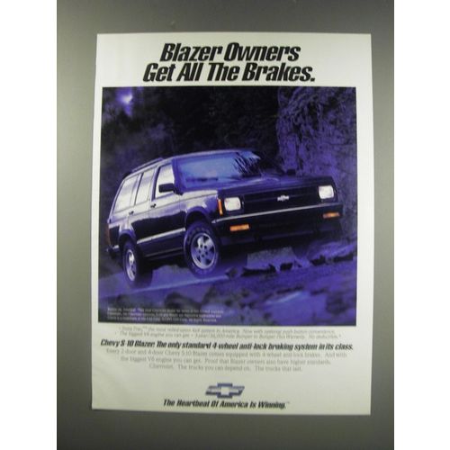1991 Chevy S-10 Blazer Ad - Blazer owners get all the brakes