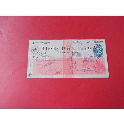 LLOYDS CHEQUE USED 1 14TH JULY 1950 (23/06)