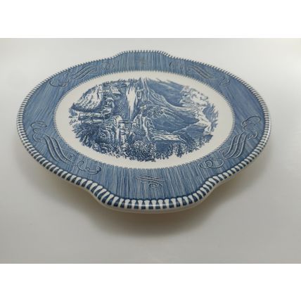 CURRIER & IVES "THE ROCKY MOUNTAINS" PLATTER 11 1/2" Wagon Trail Oxen Frontier