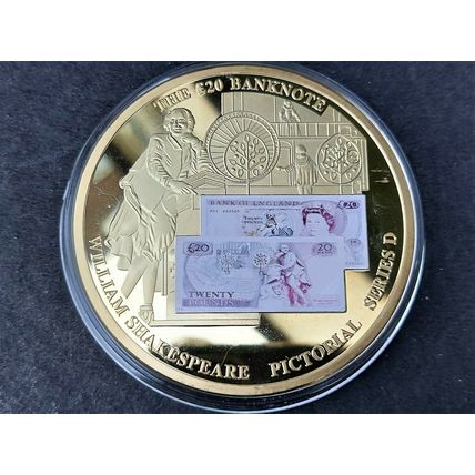 SUPERSIZED SIX 24CT GOLD PLATED PROOF ‘BRITISH BANKNOTES’ COMMEMORATIVE COINS