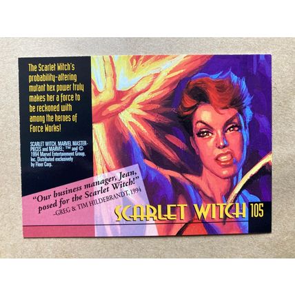 Marvel Masterpieces 1994 Base trading Card # 105 Scarlet Witch (B) Fleer