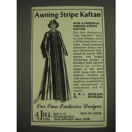 1974 J. Jill Awning Stripe Kaftan Advertisement - Awning Stripe Kaftan