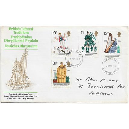 GB 1976 British Cultural Traditions GPO FDC St Albans pm