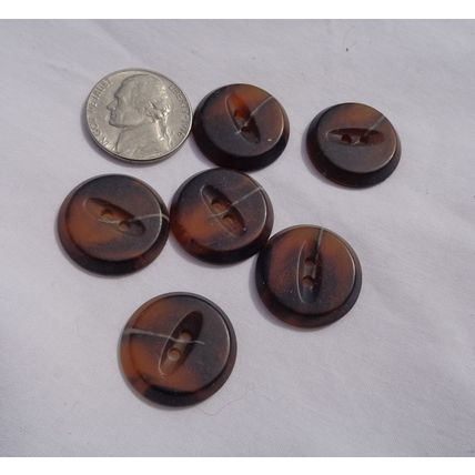 YY6 6 Tortoise Brown Buttons 20mm Fish Eye Disc 2 Hole Sewing Crafting