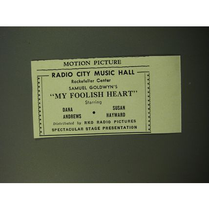 1950 My Foolish Heart Movie Advertisement - Radio City Music Hall