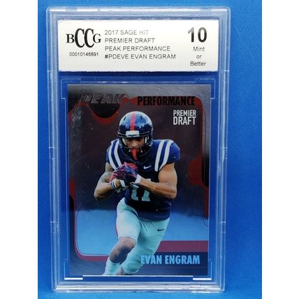 2017 SAGE HIT Premier Draft Peak Performance #PDEVE Evan Engram BCCG Graded 10