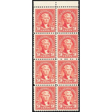 561, Mint NH 9¢ Block of Eight Stamps CV $200. - Stuart Katz