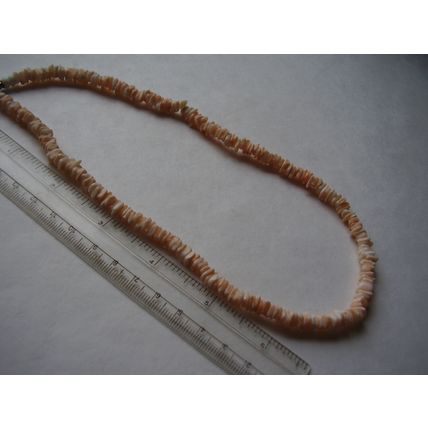 Vintage Necklace Angel Skin Coral Polished Pink Gemstone Sliced Beads 17" Chain