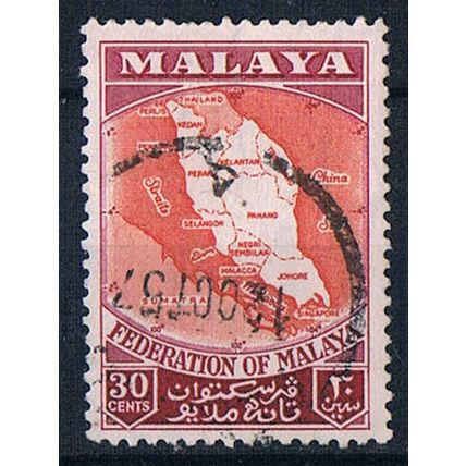 Malaysia 1957 SG4 mal11 Map Of Federation 30c Used Stamp