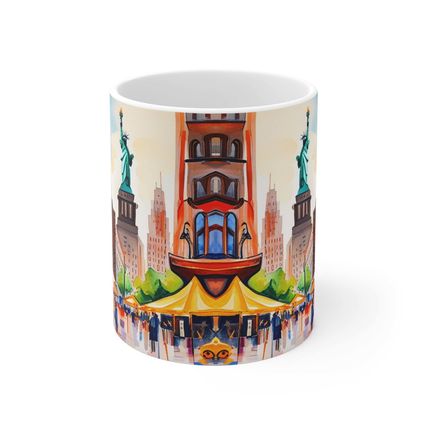 At the Cafe Statue of Liberty New York #13 Mug Ceramic Coffee Mug 11oz