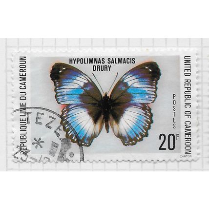 CAMEROUN CAMEROONS 1978 BLUE DIADEM BUTTERFLY INSECT USED CDS