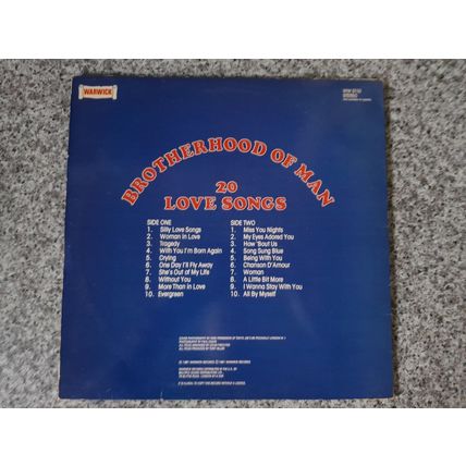 Brotherhood Of Man – 20 Love Songs (WW5110) 1981 (LP)