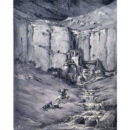 ADVENTURE OF THE FULLING-MILLS 1885 Gustave Doré - Cervantes ANTIQUE ENGRAVING
