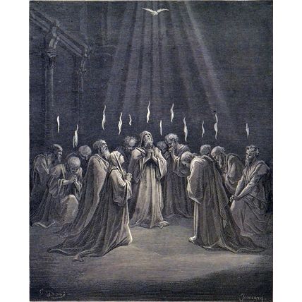 DESCENT OF THE SPIRIT 1885 Gustave Doré - Paul Jonnard ANTIQUE ENGRAVING